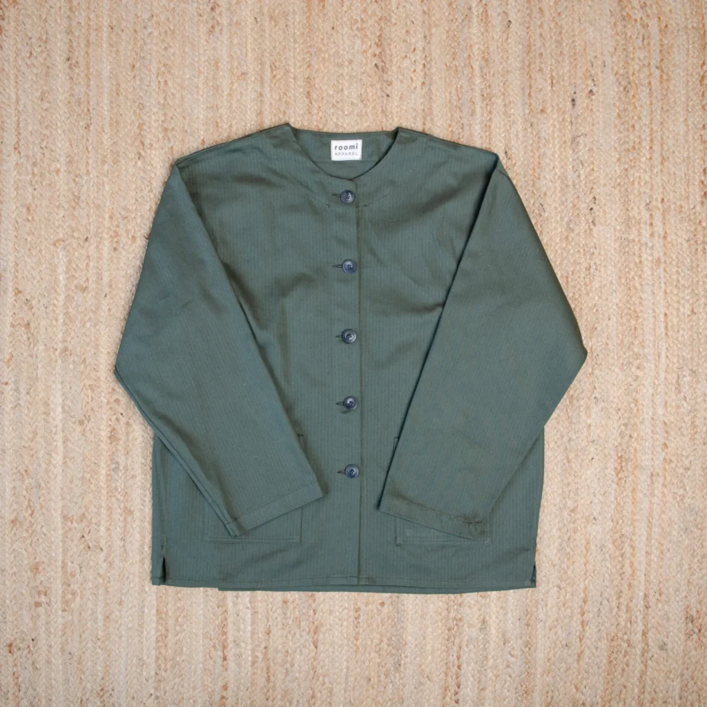 Levin Jacket | Green Herringbone Cotton