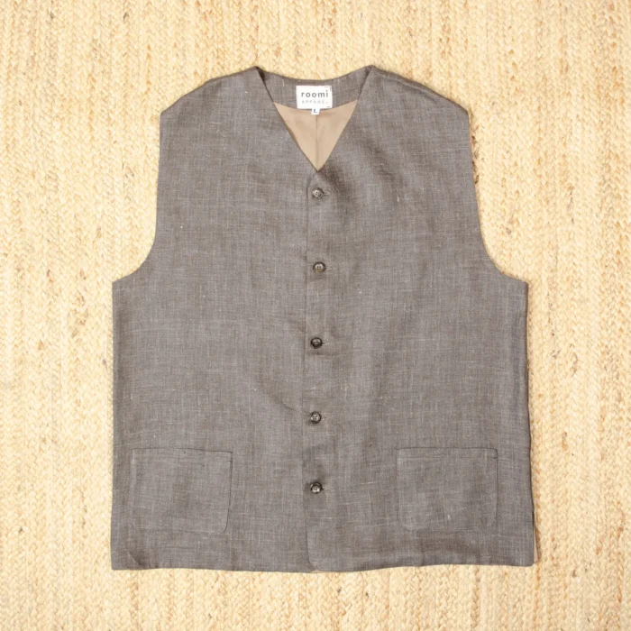 Kamali Waistcoat | Brown Irish Linen - Image 1