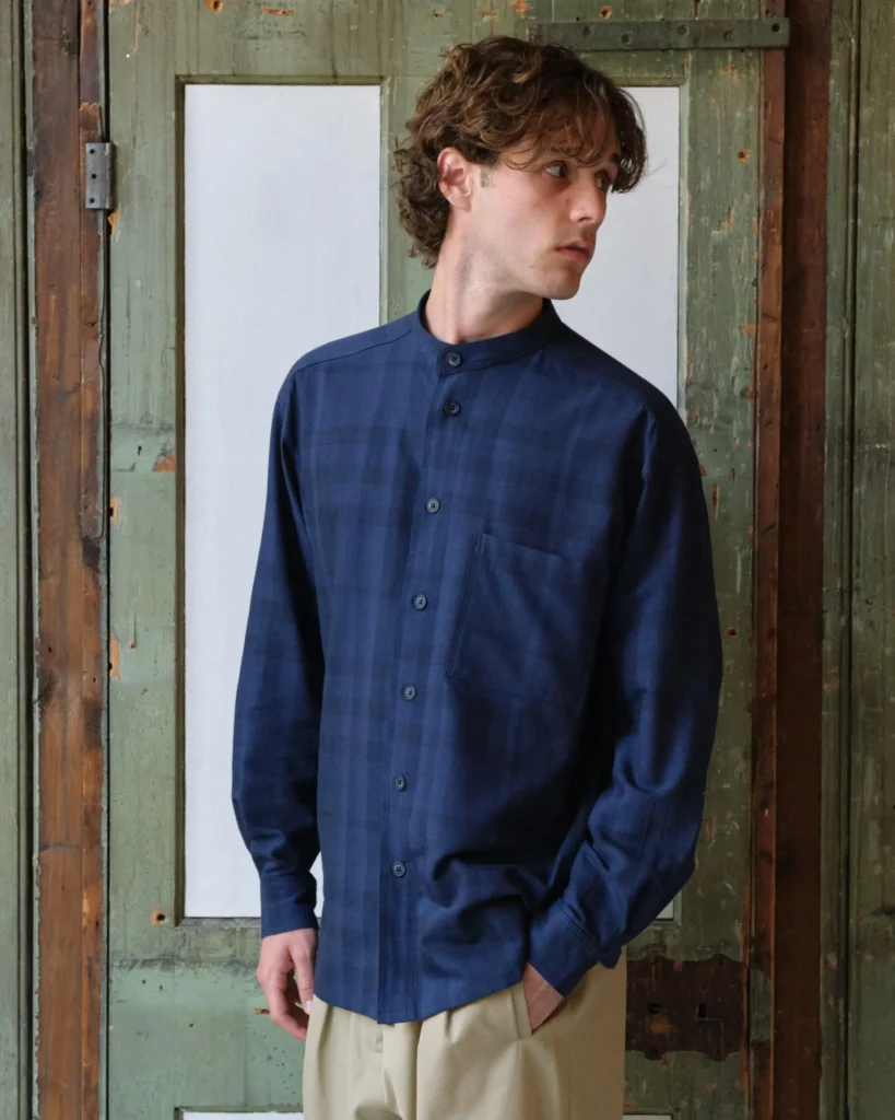 Panza Shirt | Navy Check Wool