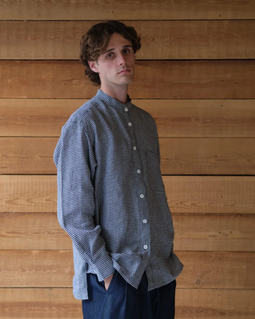 Panza Shirt | Blue & White Gingham Irish Linen