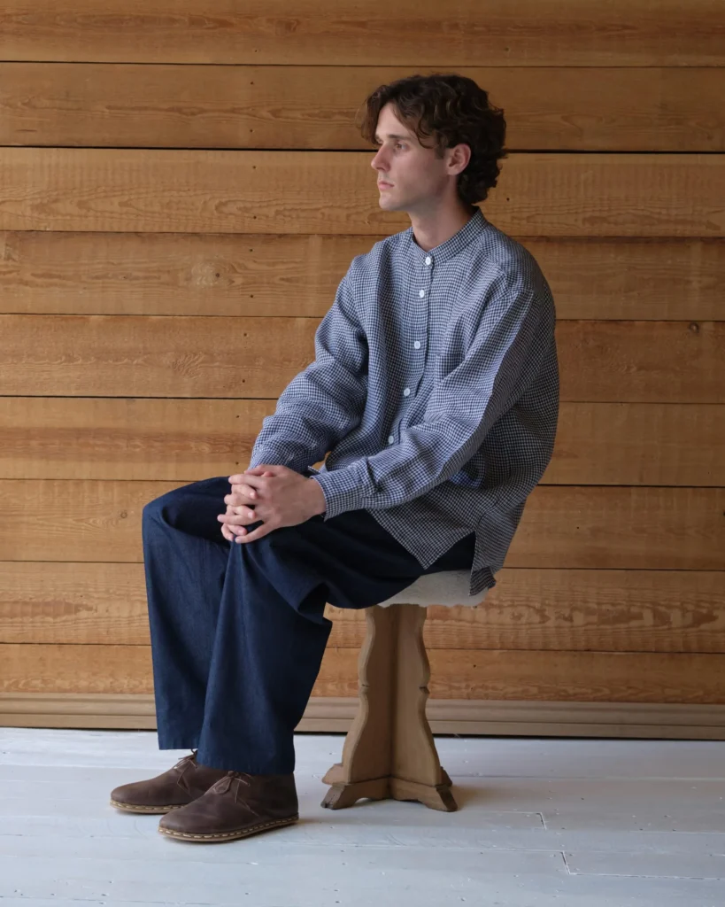Panza Shirt | Blue & White Gingham Irish Linen