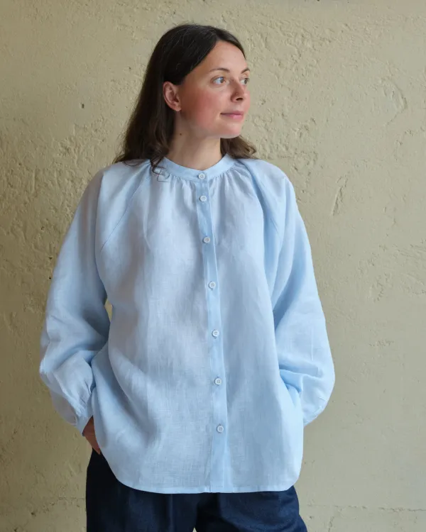 Clementine Blouse | Light Blue Irish Linen