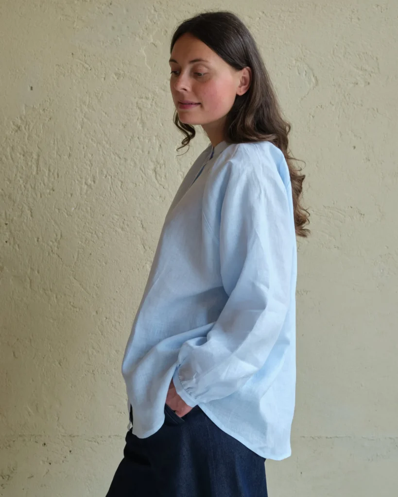 Clementine Blouse | Light Blue Irish Linen