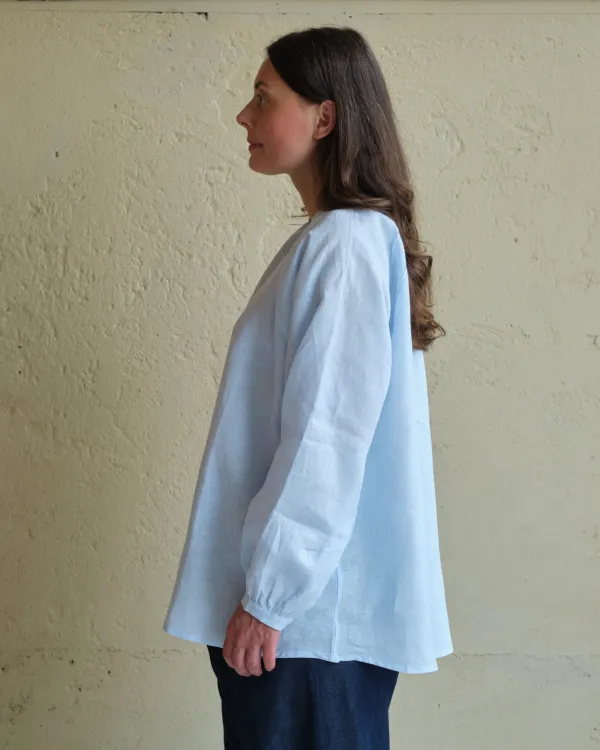 Clementine Blouse | Light Blue Irish Linen