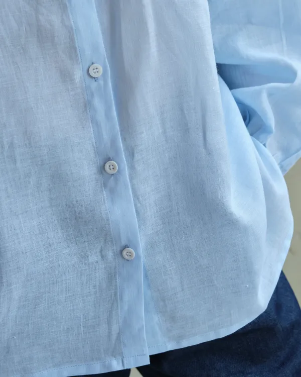 Clementine Blouse | Light Blue Irish Linen