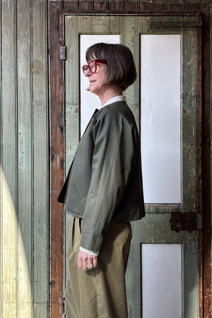 Maria Jacket | Green Herringbone Cotton