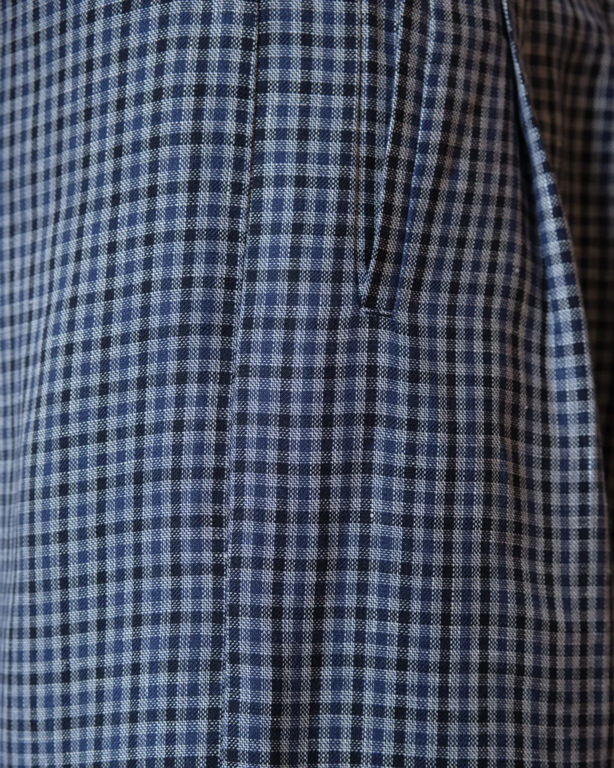 Gardener Trousers | Blue Gingham Linen-wool Blend - Image 3