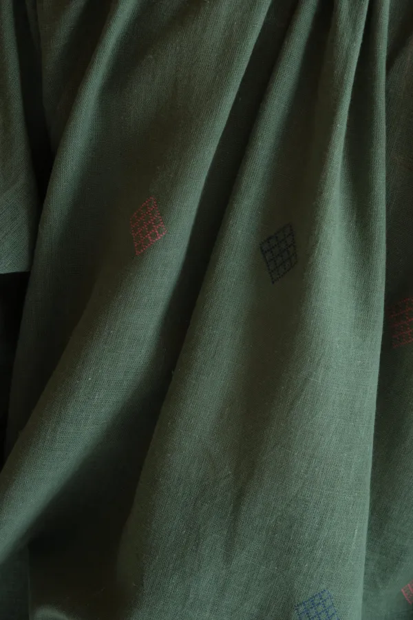 Clementine Blouse | Embroidered Emerald Cotton