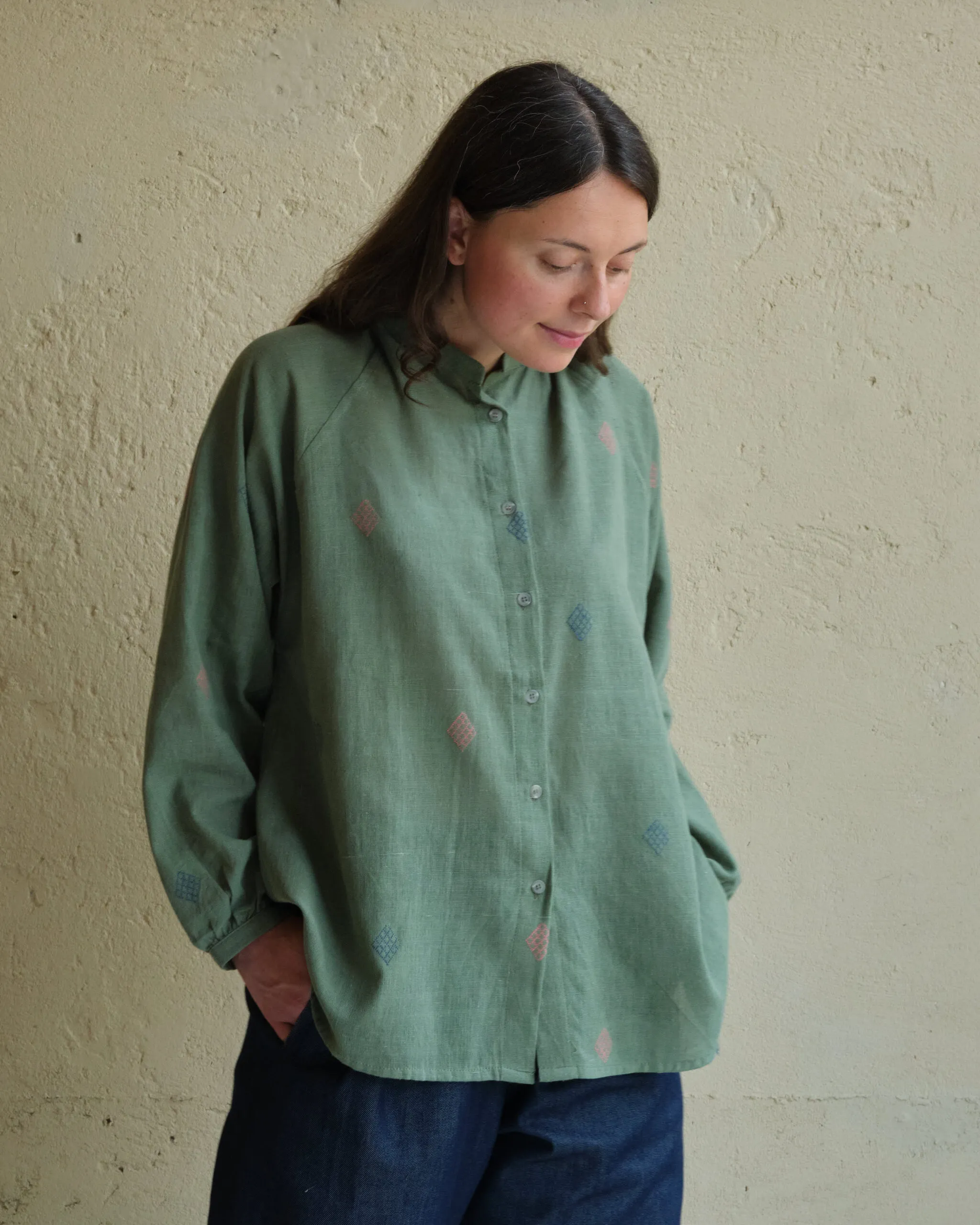 Clementine Blouse | Embroidered Emerald Cotton - Image 5