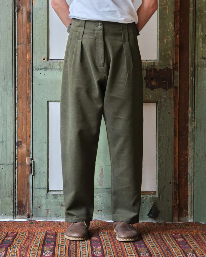 Gardener Trousers | Green Brushed Cotton - Image 4