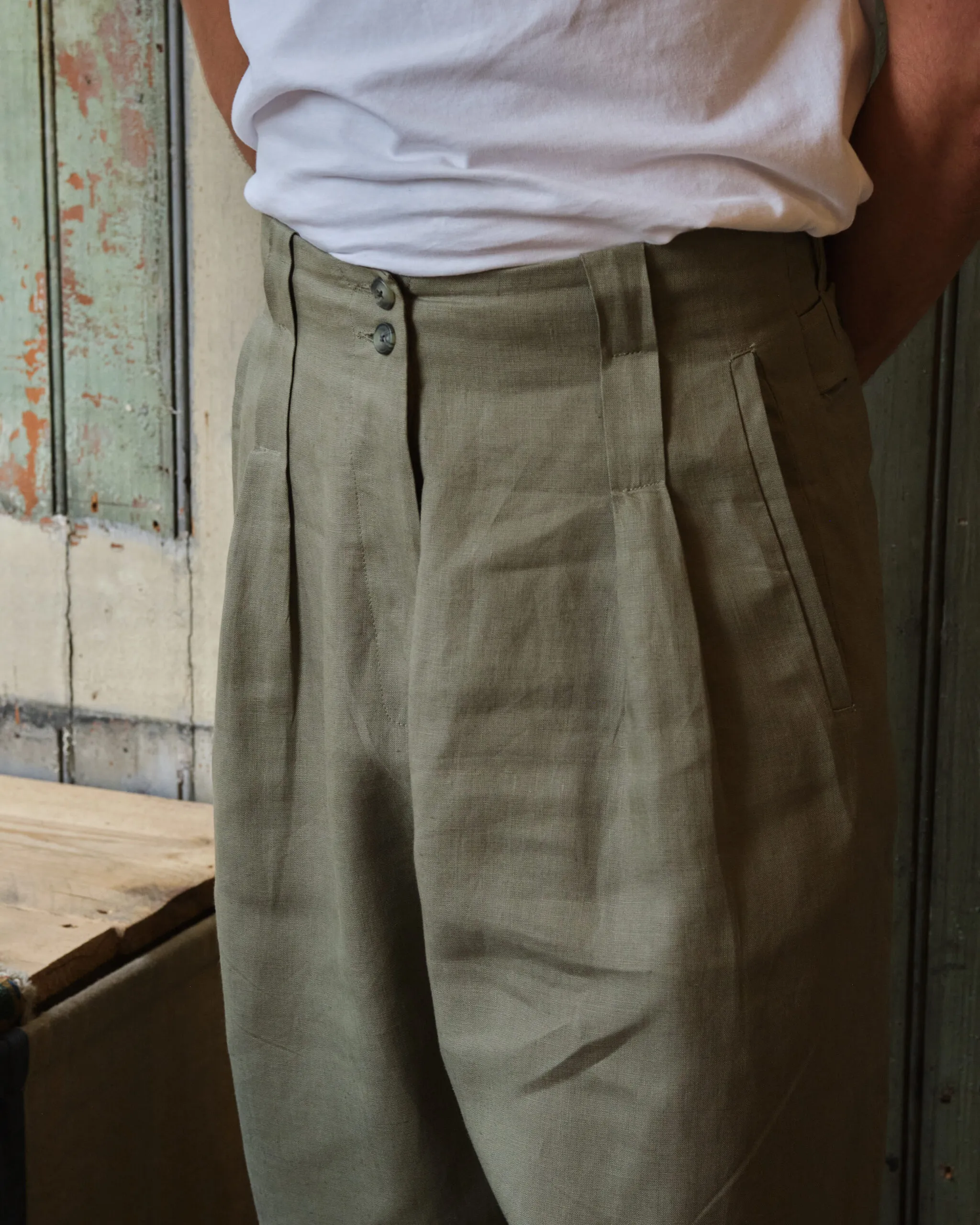 Gardener Trousers | Olive Irish Linen - Image 1