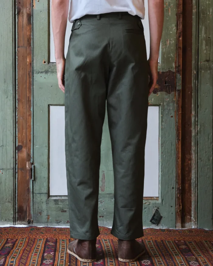 Gardener Trousers | Green Herringbone Cotton - Image 2