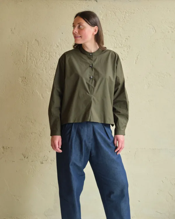 Etta Blouse | Olive Poplin