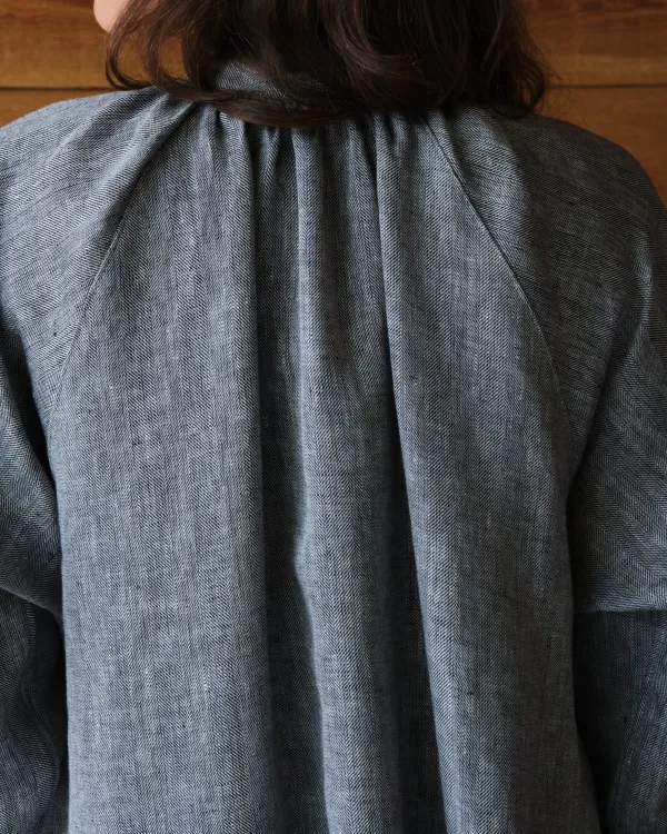 Dorothea Dress | Grey Herringbone Linen