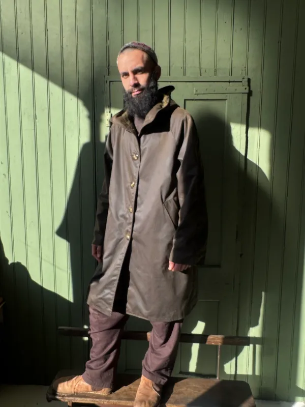 Drover Raincoat | Dark Olive Waxed Cotton