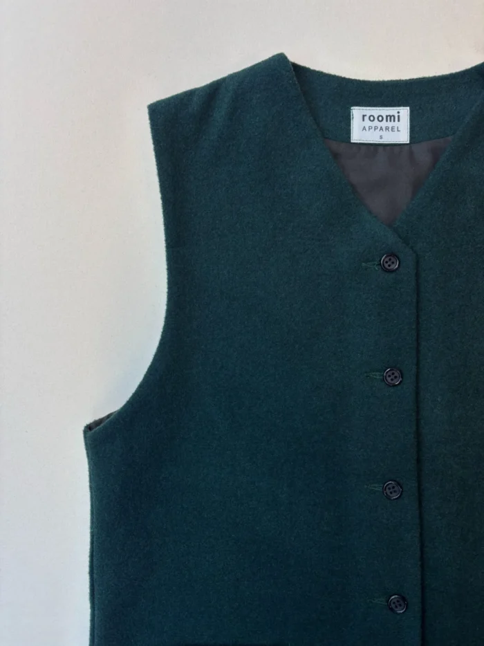 Kamali Waistcoat | Green Wool - Image 3