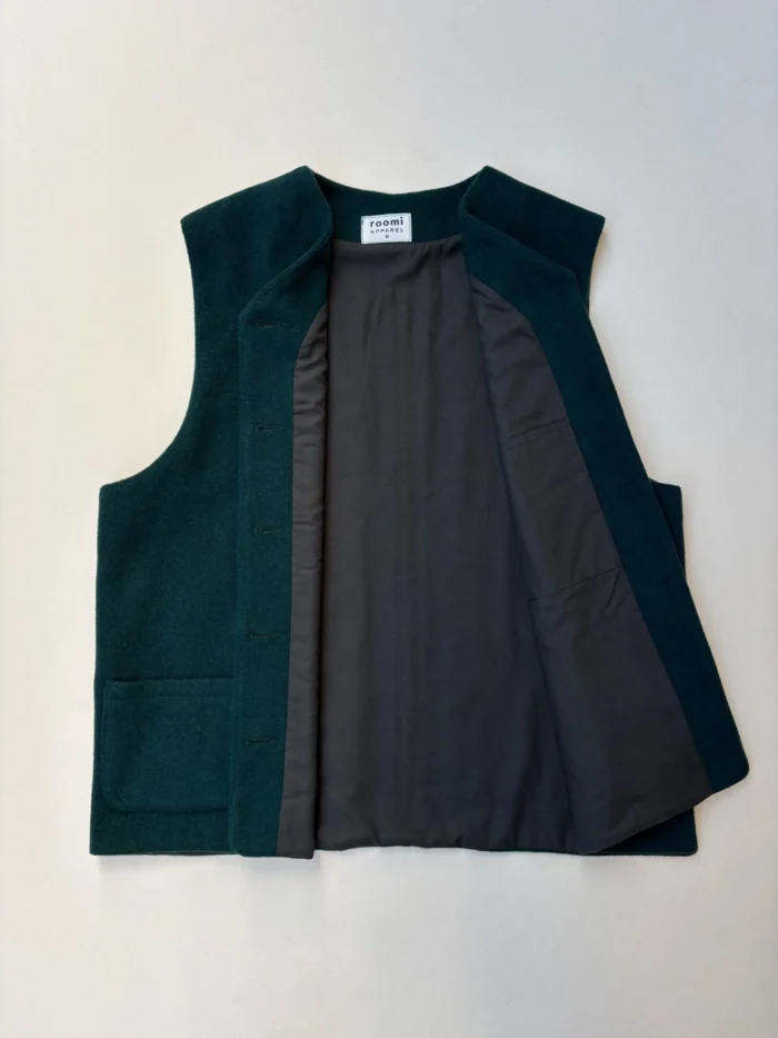 Kamali Waistcoat | Green Wool - Image 2
