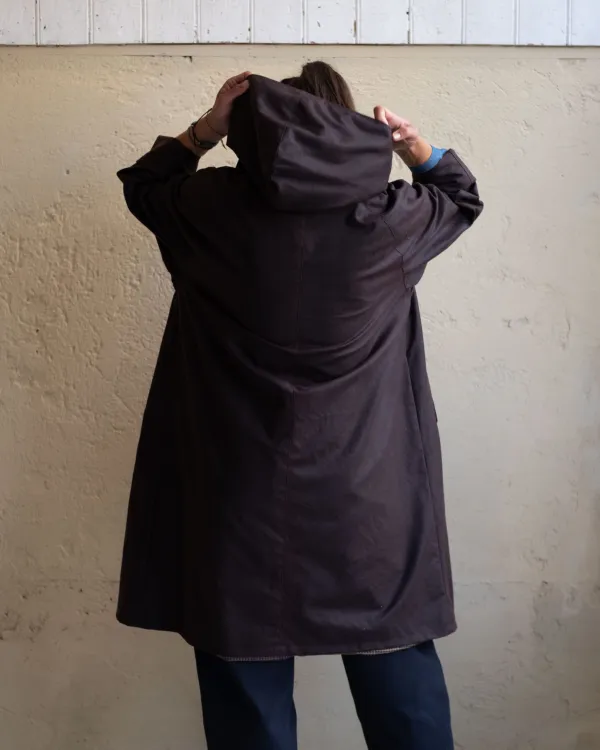 Drover Raincoat | Aubergine Waxed Cotton