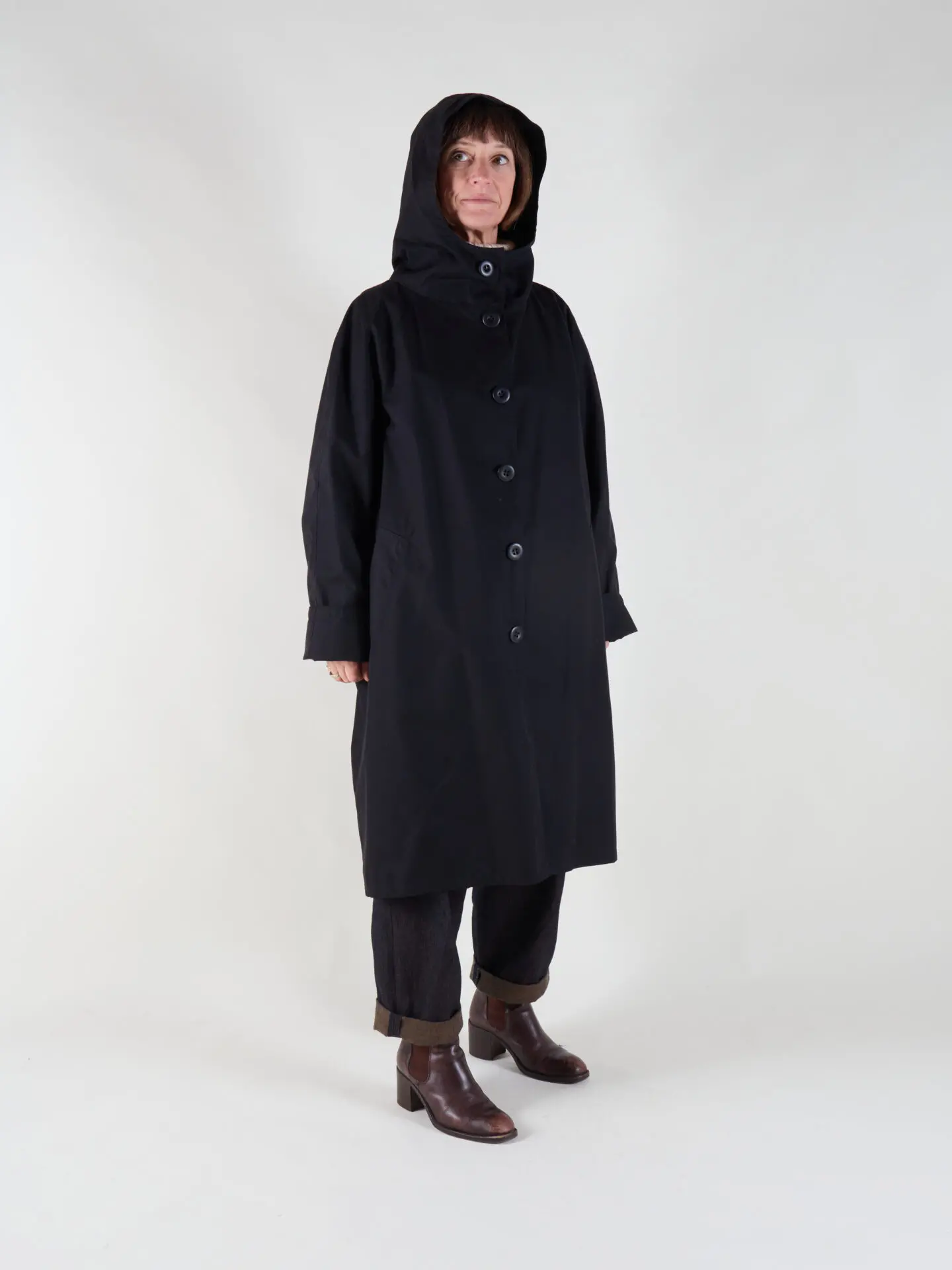 Drover Raincoat | Black Waxed Cotton - Image 1