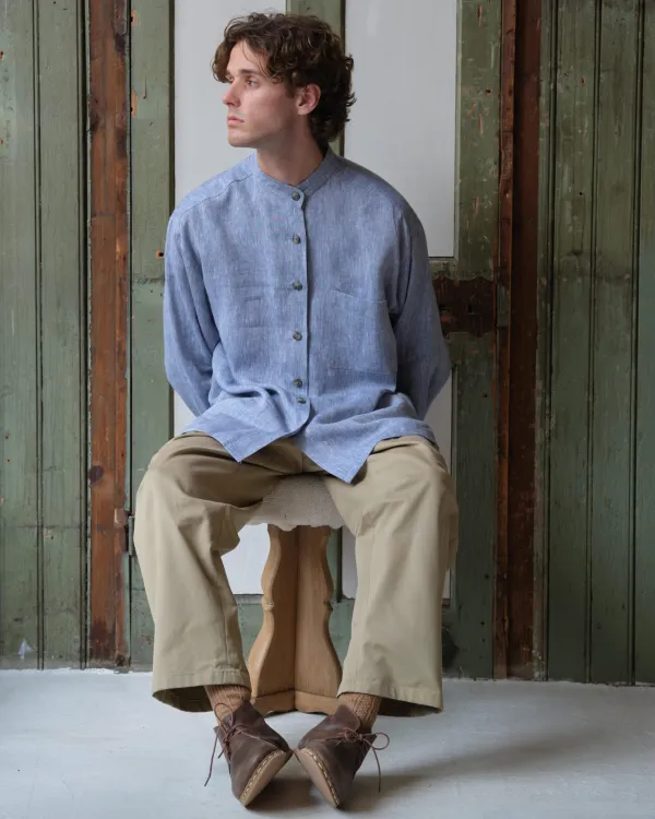 Panza Shirt | Pale Blue Irish Linen