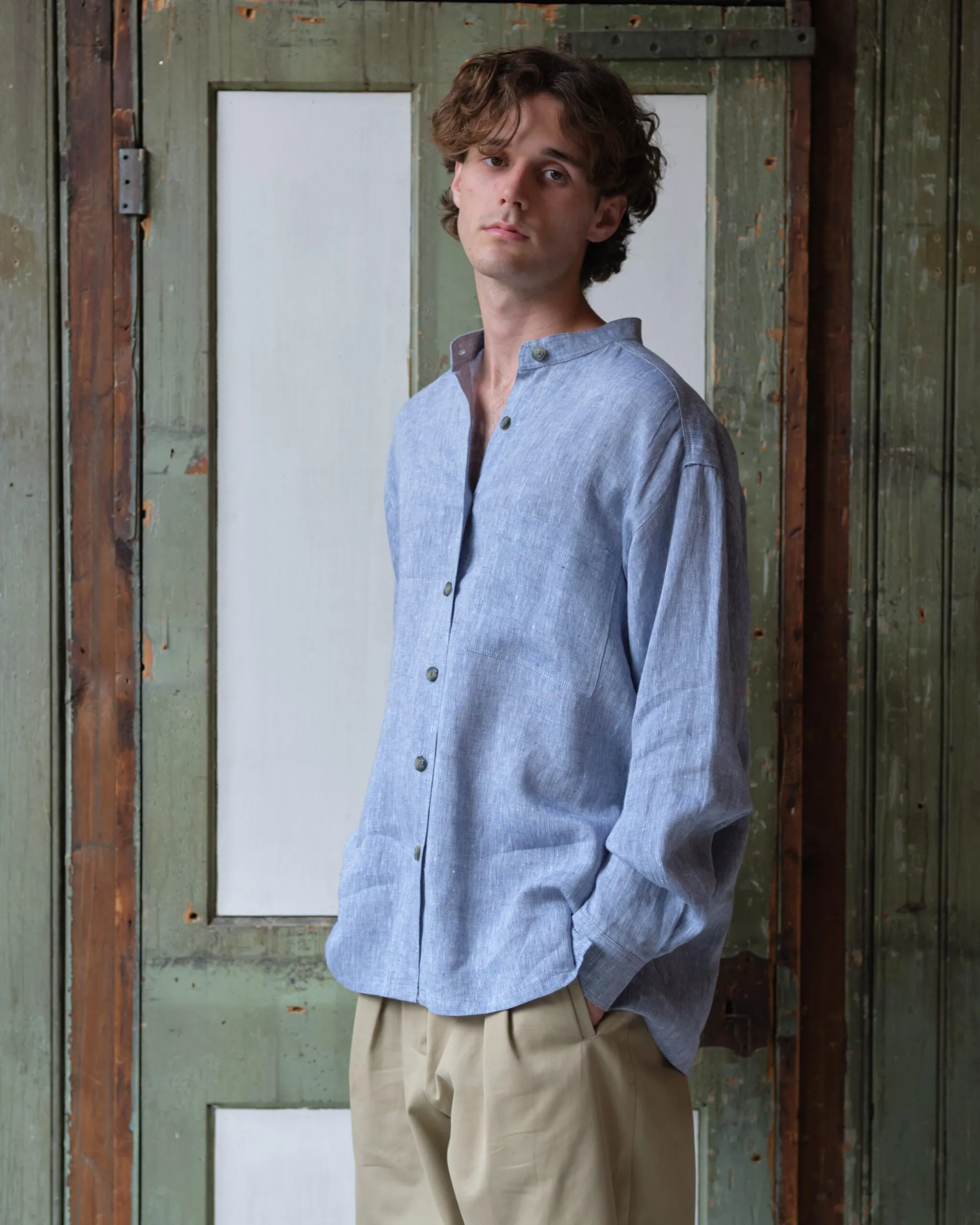Panza Shirt | Pale Blue Irish Linen - Image 1