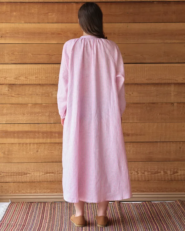 Dorothea Dress | Pink Striped Irish Linen