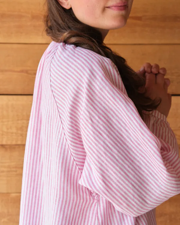 Dorothea Dress | Pink Striped Irish Linen