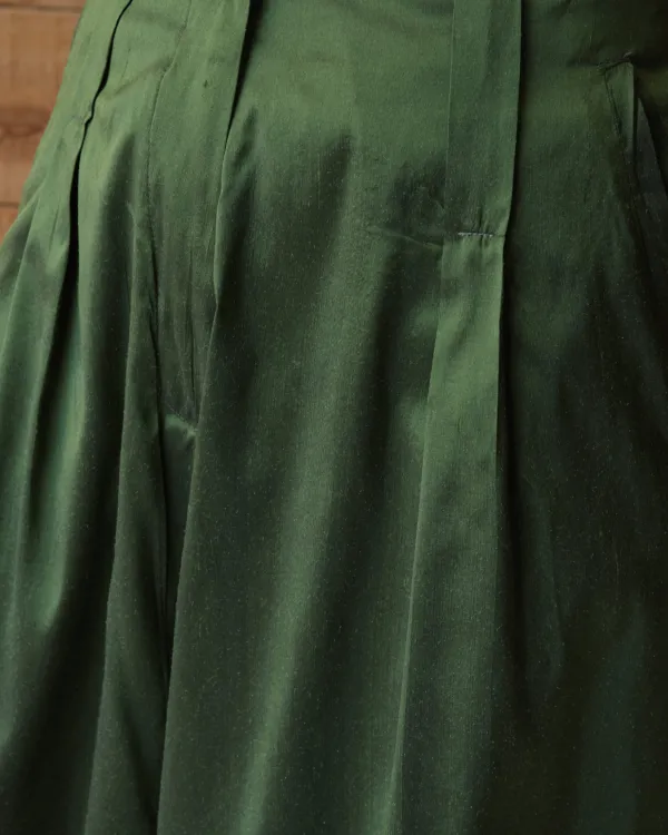 Coralie Skirt | Moss Green Silk