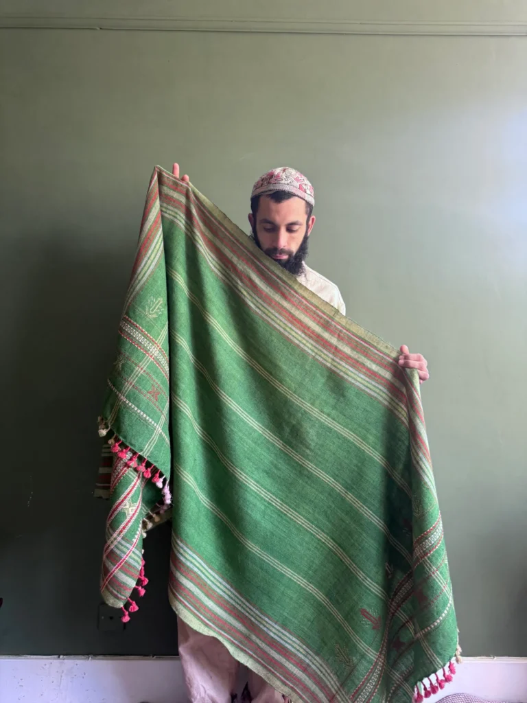 Green Handloom Wool Kutch Throw