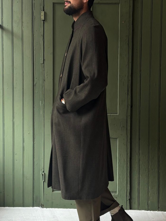Hansom Overcoat | Brown Herringbone Wool - Image 3