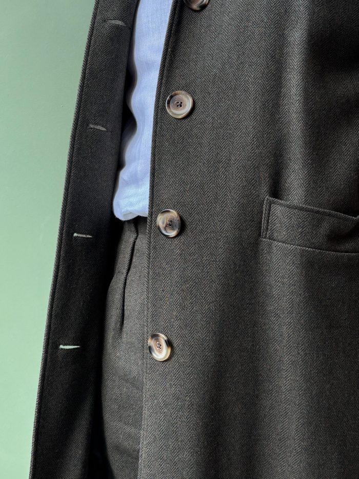 Hansom Overcoat | Brown Herringbone Wool - Image 2