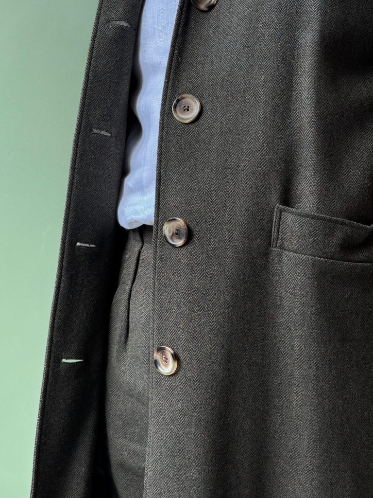 Hansom Overcoat | Brown Herringbone Wool