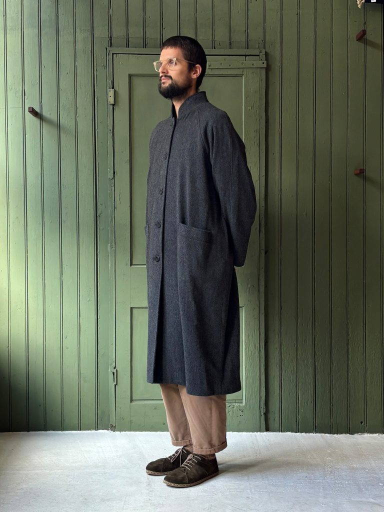 Hansom Overcoat | Charcoal Herringbone Wool