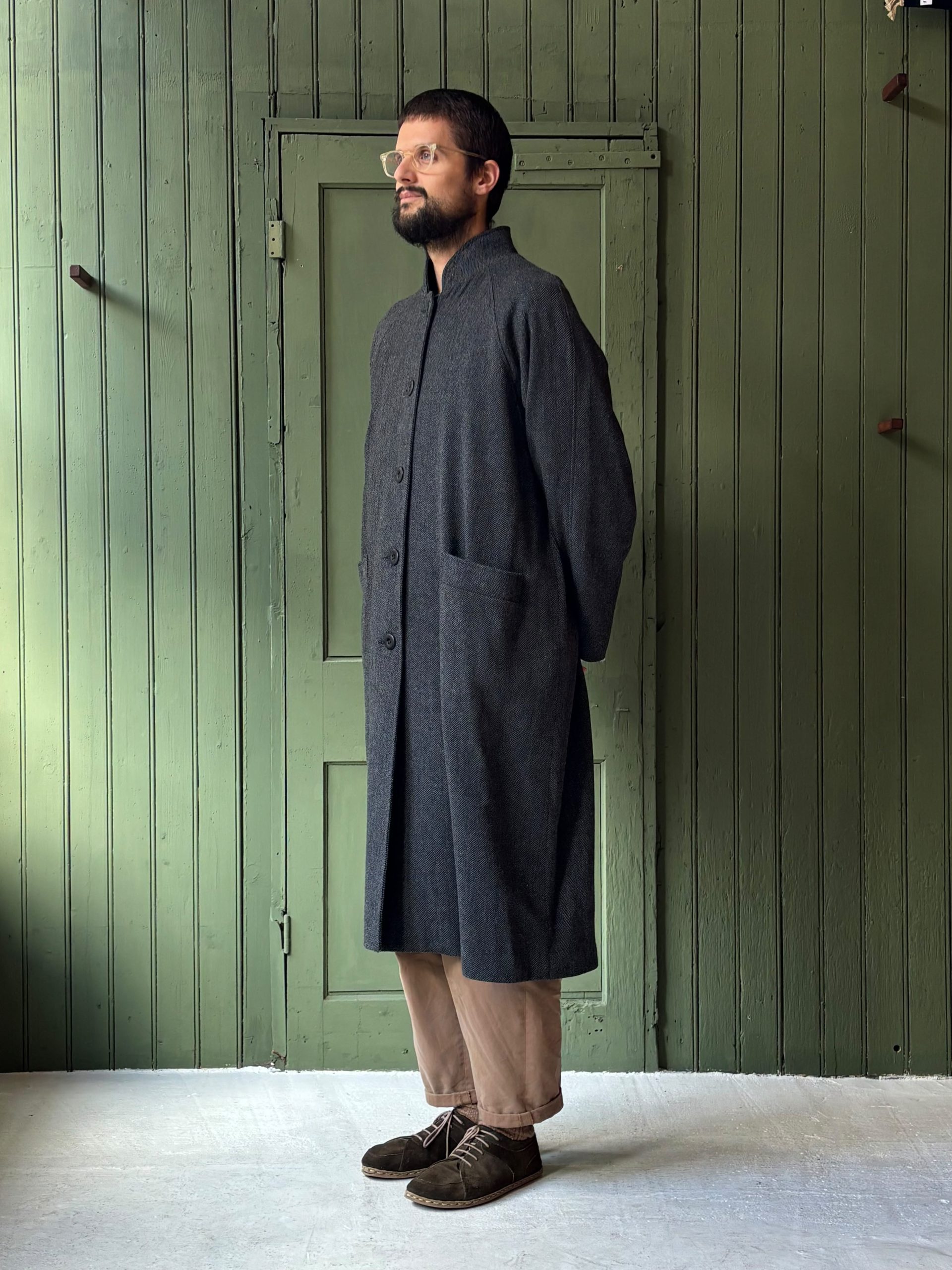 Hansom Overcoat | Charcoal Herringbone Wool - Image 1