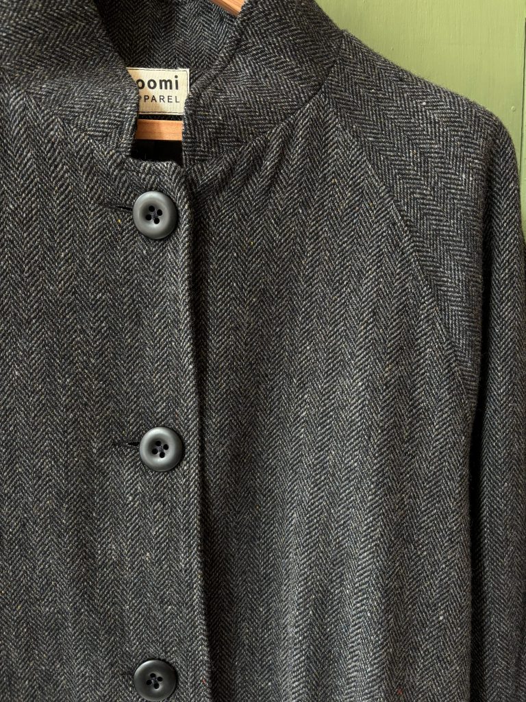 Hansom Overcoat | Charcoal Herringbone Wool