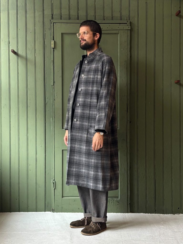 Hansom Overcoat | Grey Tartan Wool