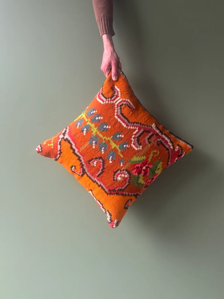 Orange Moldovan Kilim Cushion