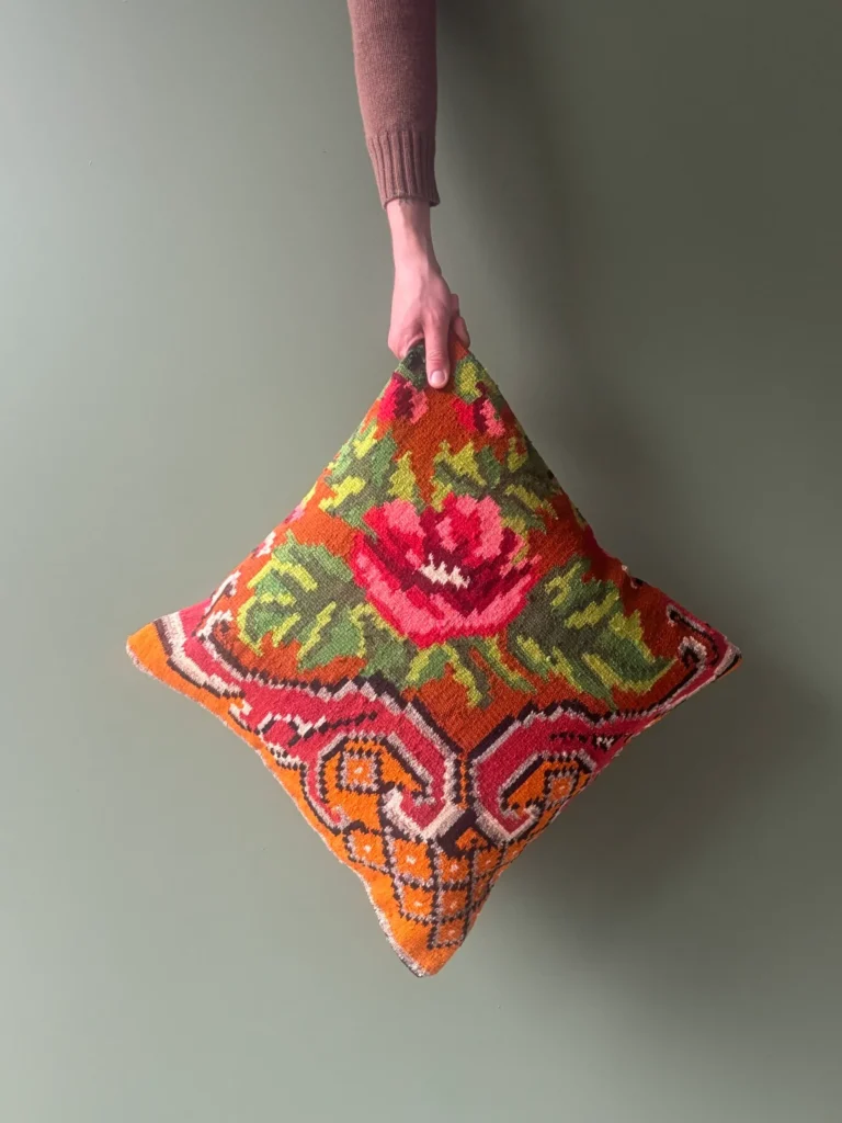 Orange Moldovan Kilim Cushion