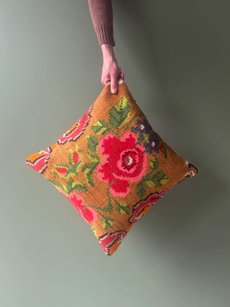 Orange Moldovan Kilim Cushion