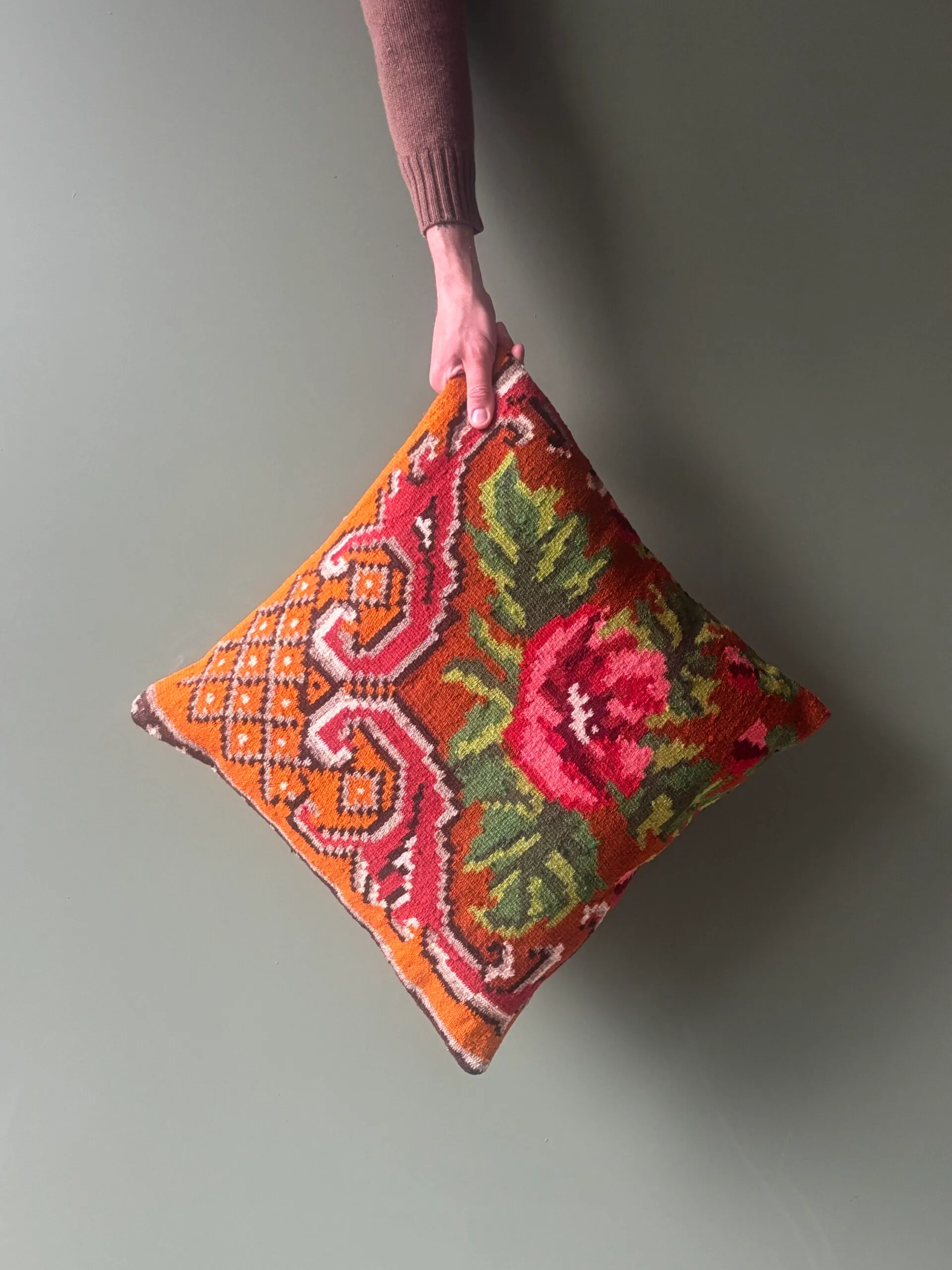 Orange Moldovan Kilim Cushion - Image 8