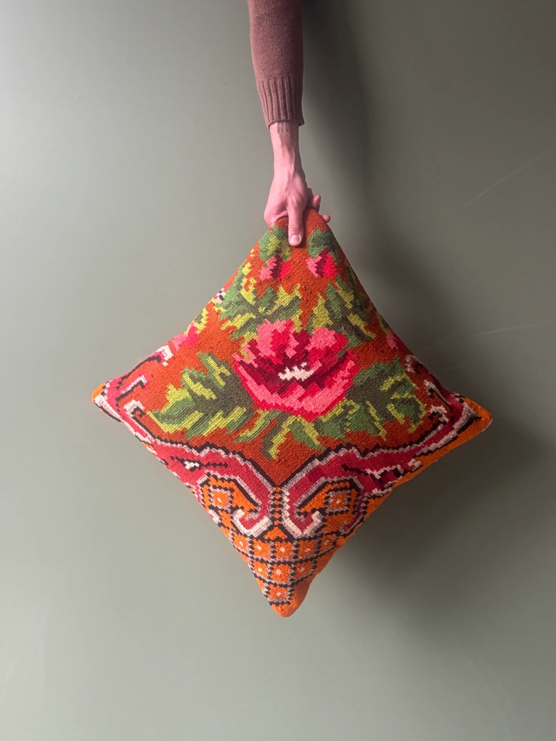 Orange Moldovan Kilim Cushion - Image 9