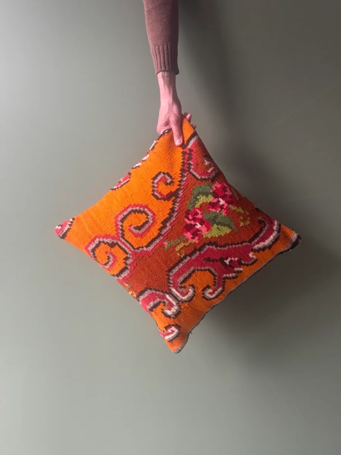 Orange Moldovan Kilim Cushion - Image 10