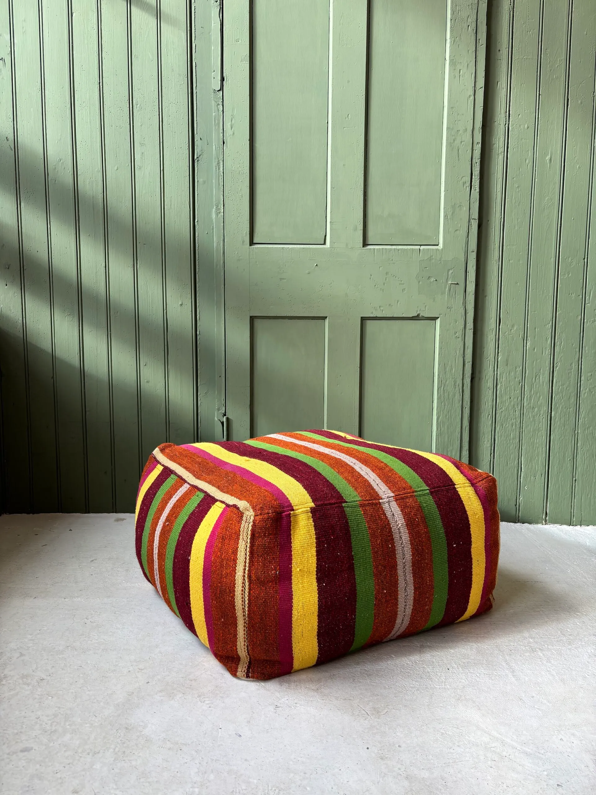 Stripped Vintage Kilim Pouffe - Image 1