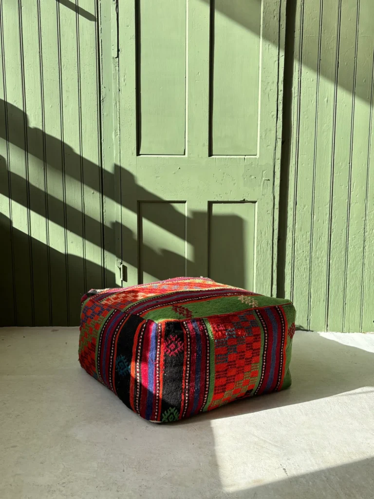 Red Vintage Kilim Pouffe