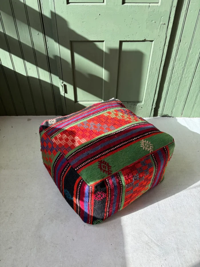 Red Vintage Kilim Pouffe - Image 1